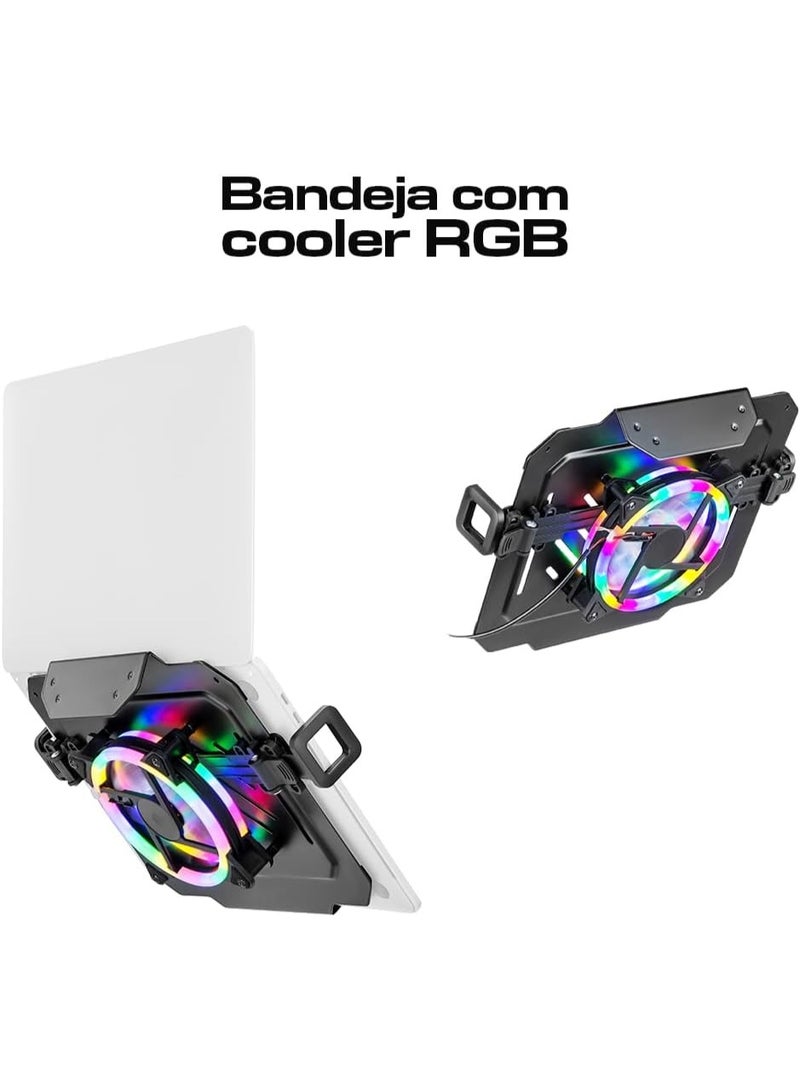 ان بي حامل لاب توب احترافي هيدروليك بمبرد مدمج - ذراع متحرك مع صينية تبريد بإضاءة مميزة - تصميم مريح موفر للمساحة ومثالي للجيمرز وأصحاب الأعمال - Image 4